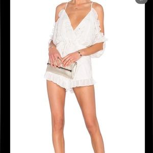 LOVES+FRIENDS Malia Leaf Print Romper, size small